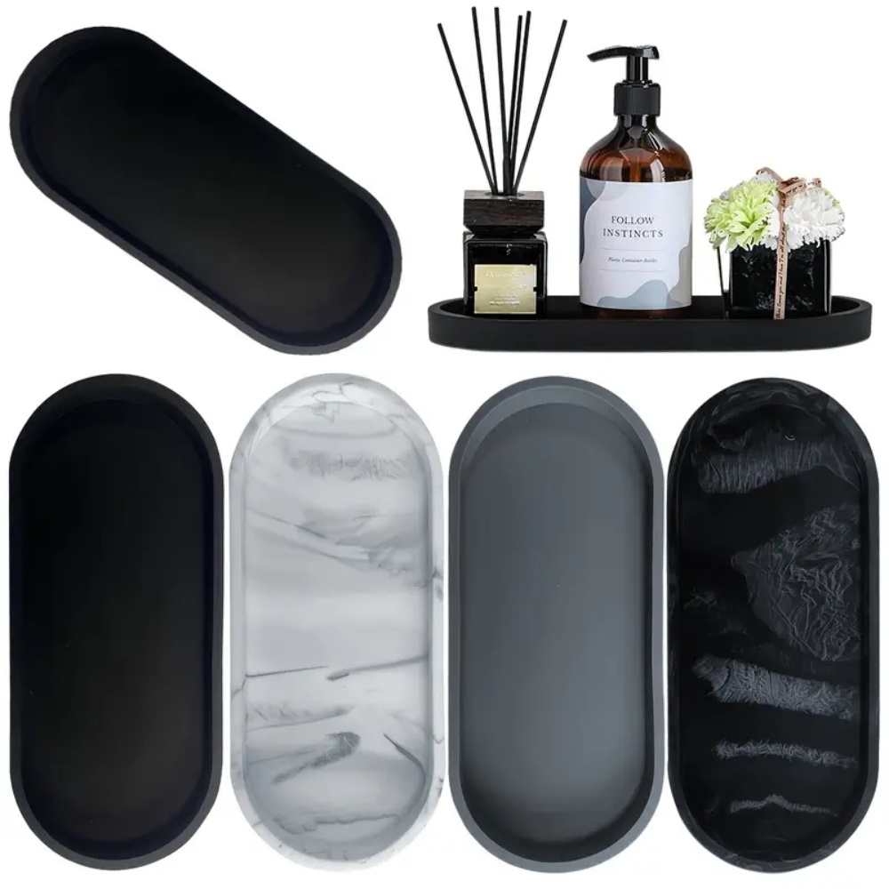 Home Essentials Bathroom Storage - 1Pc Bathroom Dressing Silicone Tray, Rectangular