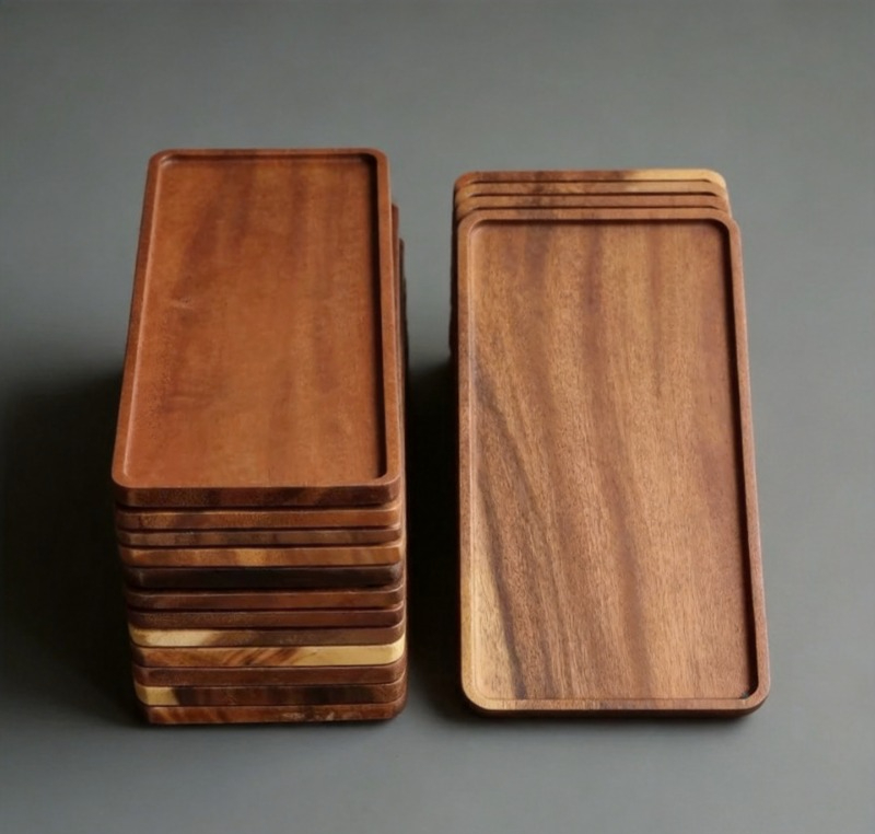 Home Bathroom Vanity - Natural Wooden Rectangular Serving Tray Food
