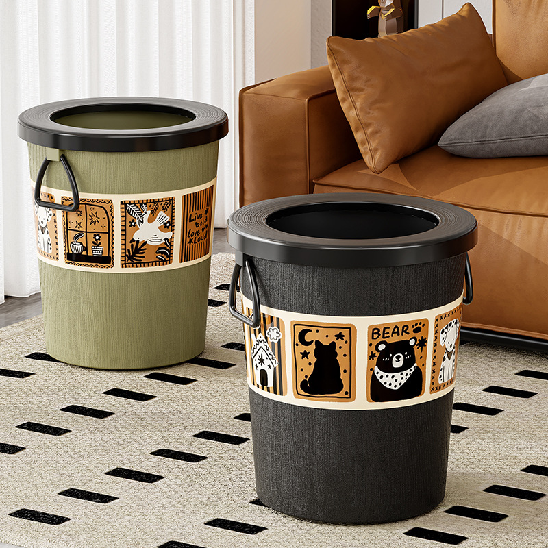 Home Essentials Bathroom Storage - Vintage-Style Large Trash Bin High-End Aesthetic,