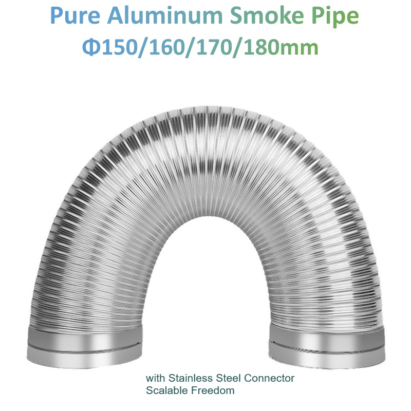 Home Bathroom Vent - Φ90-180mm Pure Aluminum Smoke Pipe Semi-Flexible
