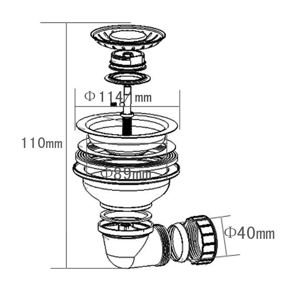 Home Kitchen & Bathroom - Stainless Steel Kitchen Drain Pipe 114mm