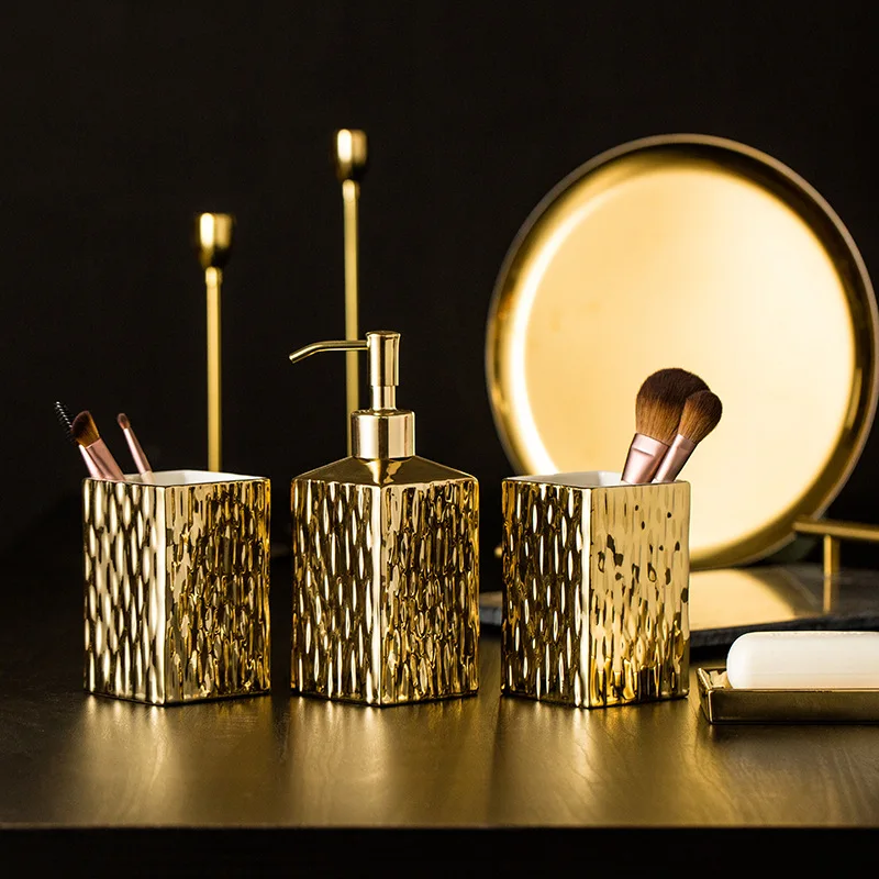 Zara Home Bathroom - Ceramic Bathroom Accessories Set Gold Silver