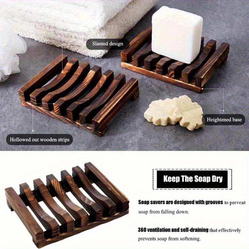 Home Bathroom Vent - 1Pc Natural Wood Soap Dish Holder,