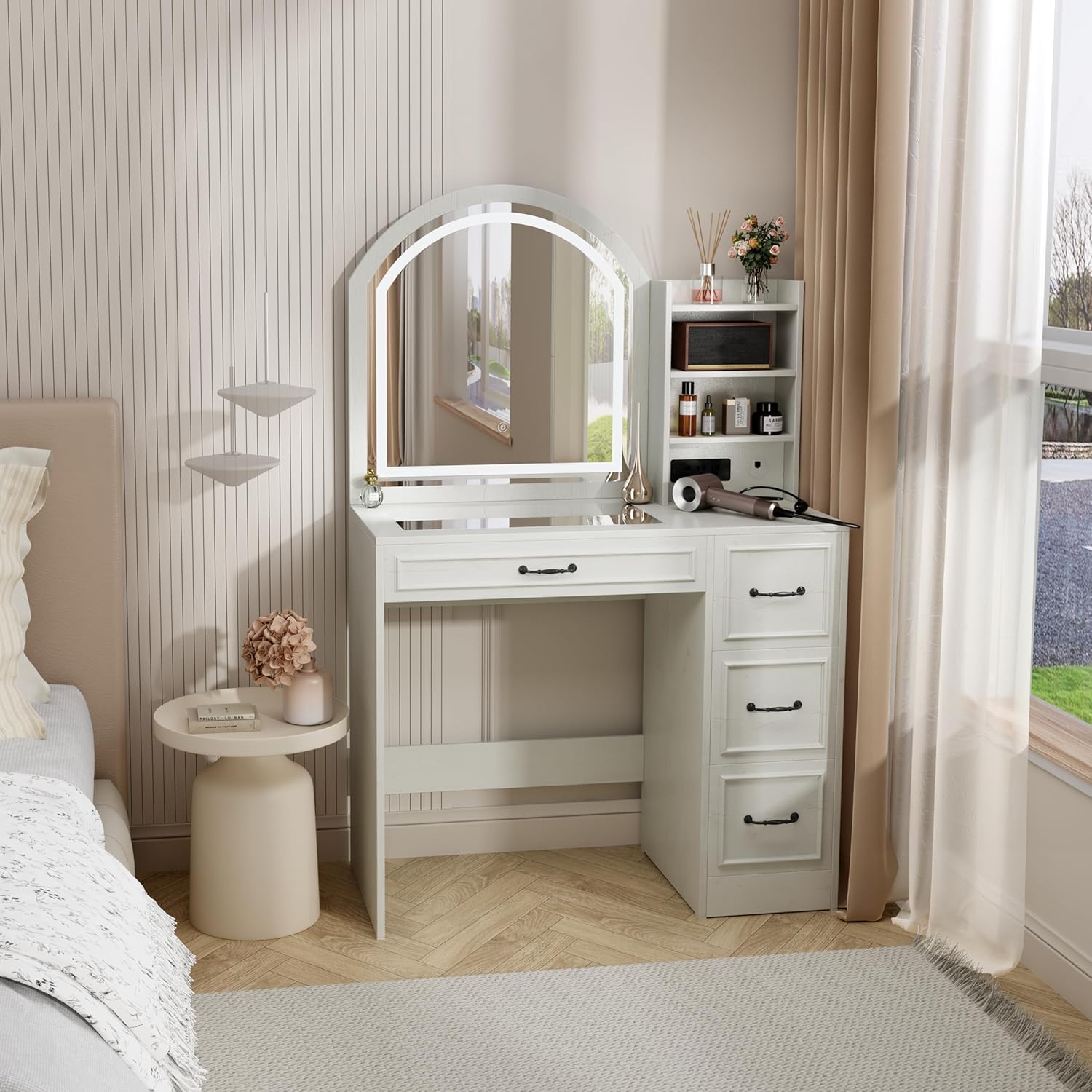 Modern Vanity Desk with Lighte - Home Outlet Bathroom Mirrors recension och pris