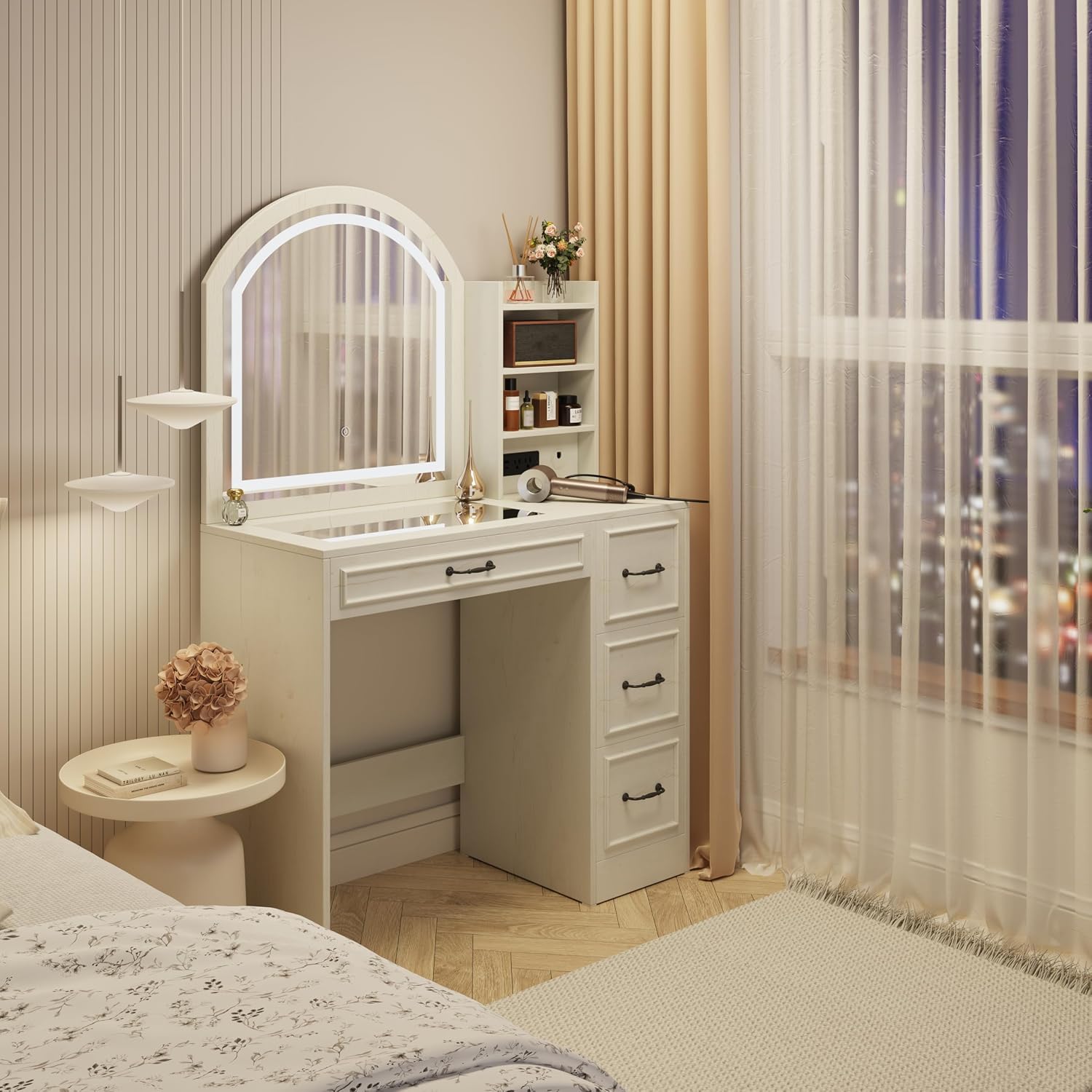 Modern Vanity Desk with Lighte - Home Outlet Bathroom Mirrors recension och pris