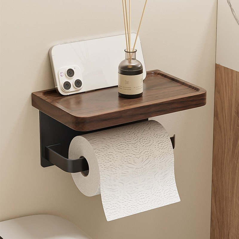 Walnut Wood No Drill Toilet Pa - Toilet Paper Holder recension och pris