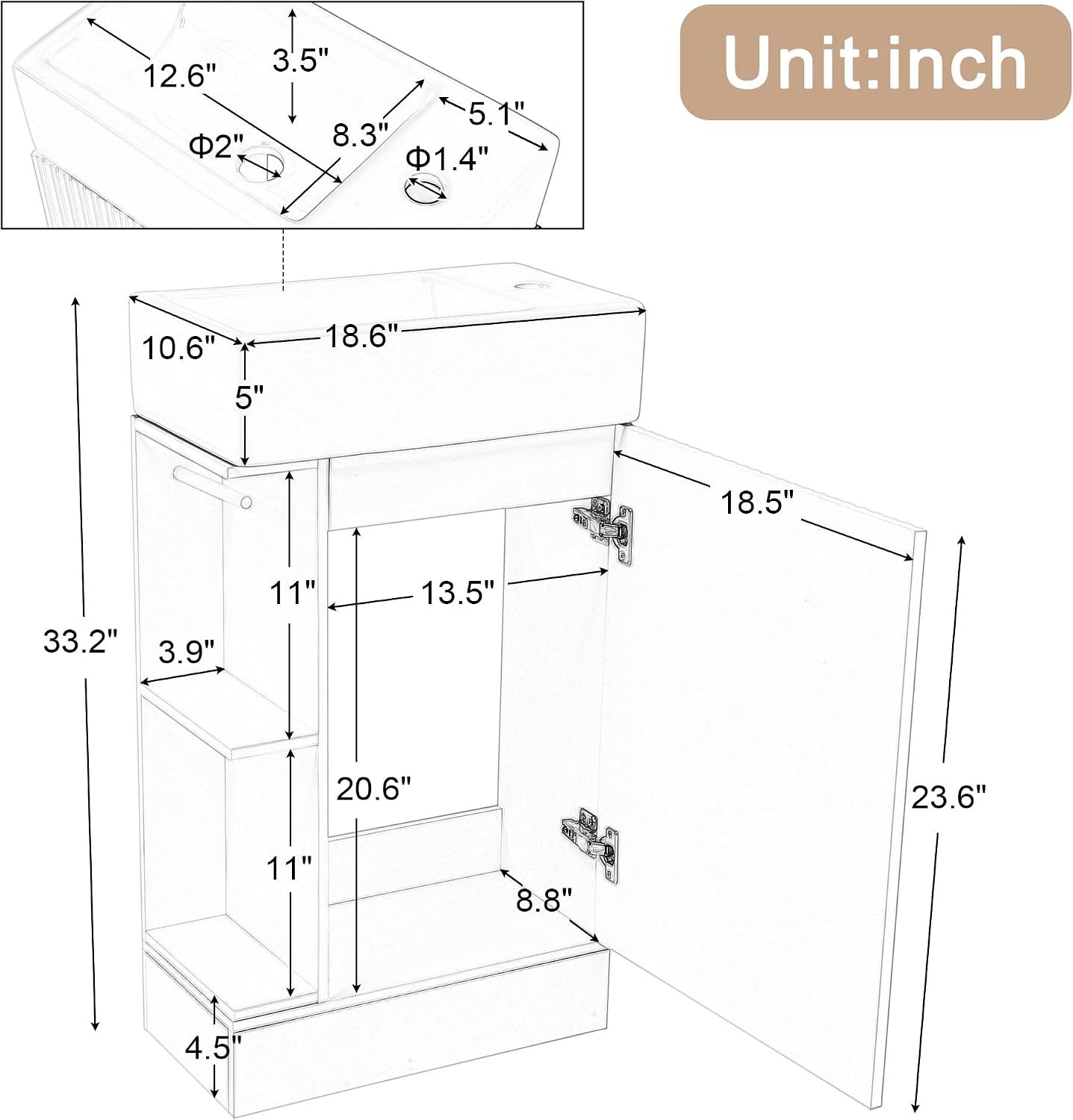 18 Inch Modern Bathroom Vanity - Toilet Paper Holder recension och pris