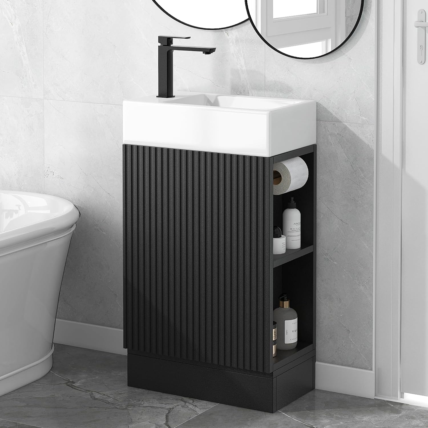 18 Inch Modern Bathroom Vanity - Toilet Paper Holder recension och pris