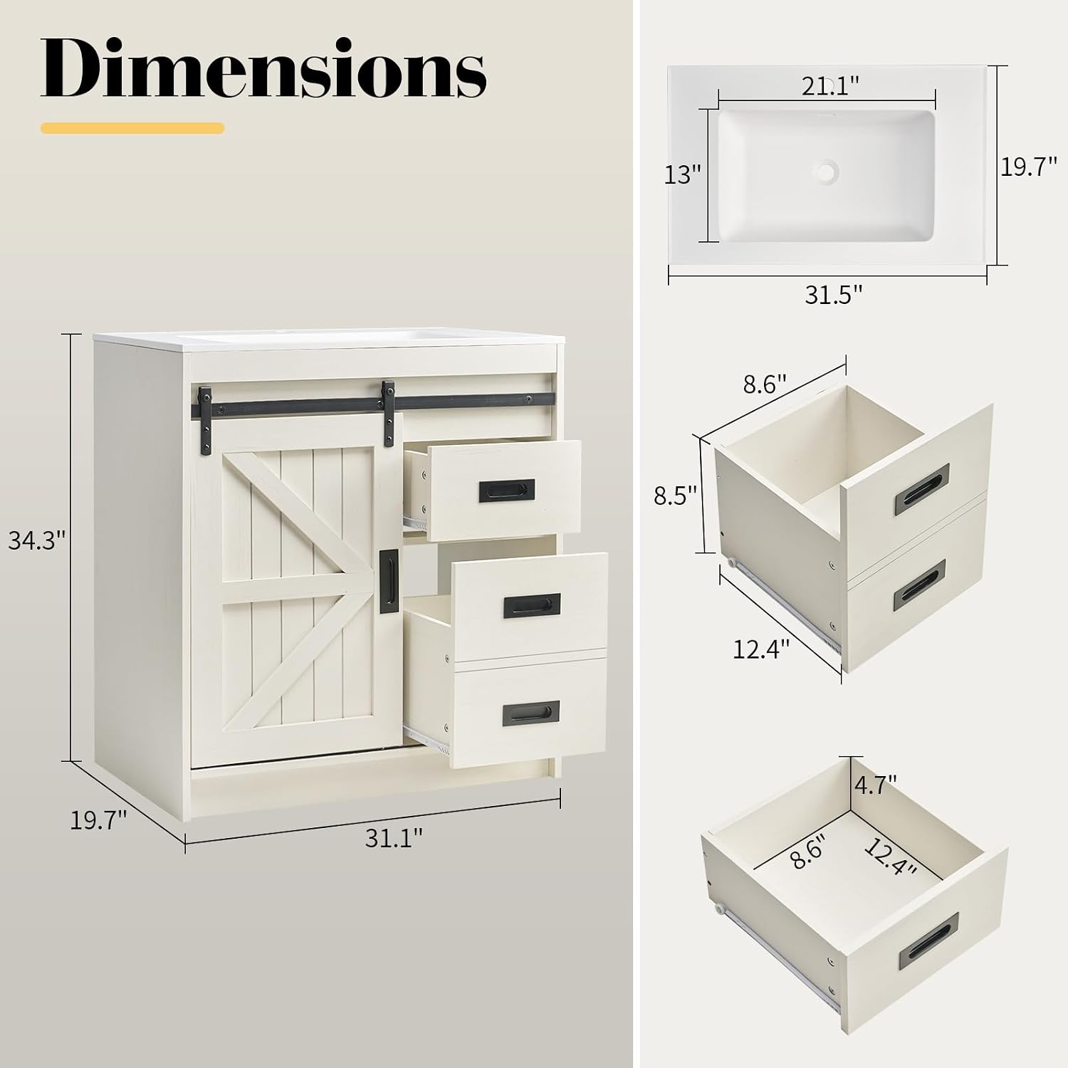 Large Farmhouse Bathroom Vanit - Home Bathroom Vanity recension och pris
