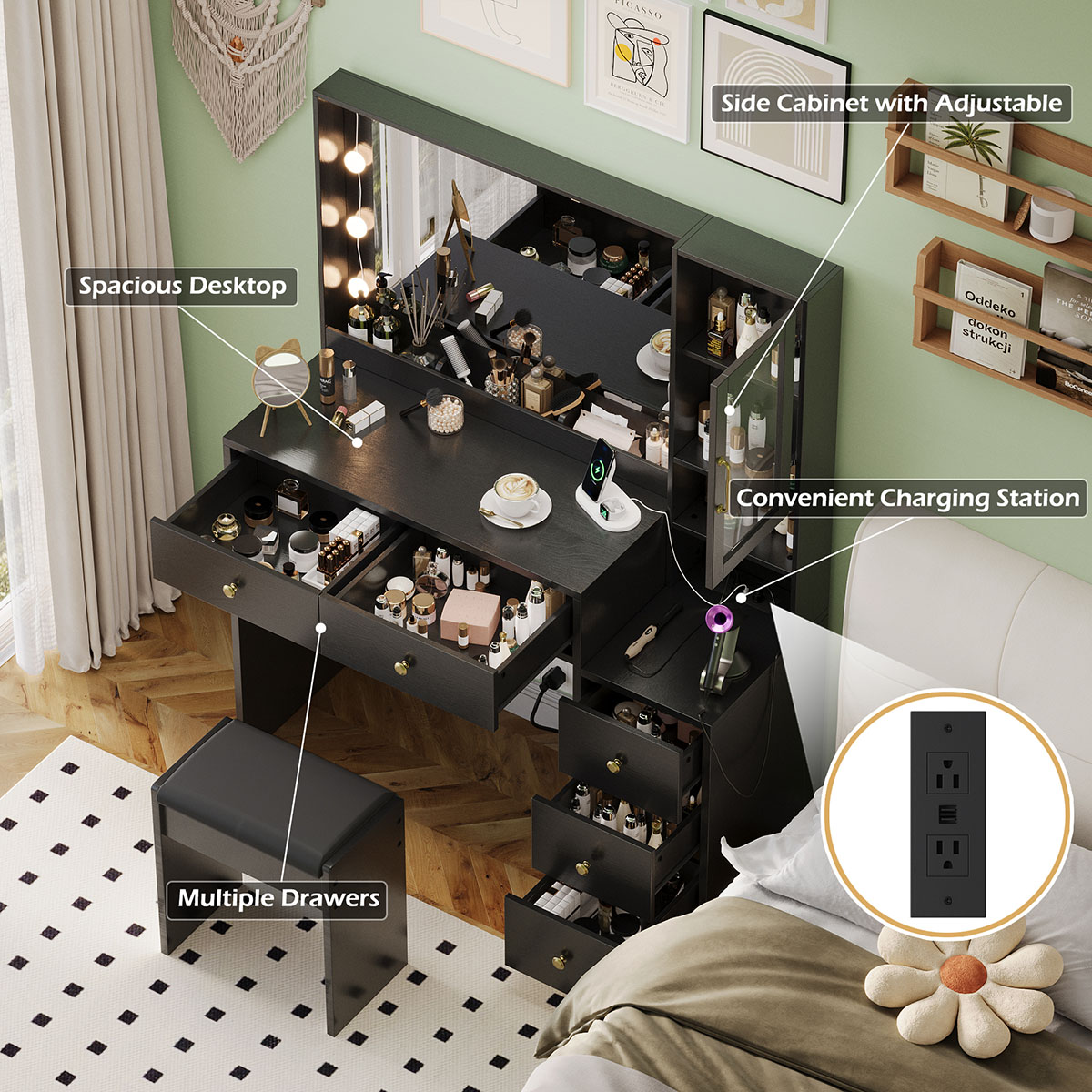 Makeup Vanity Desk with Mirror - Home Bathroom Vanity recension och pris