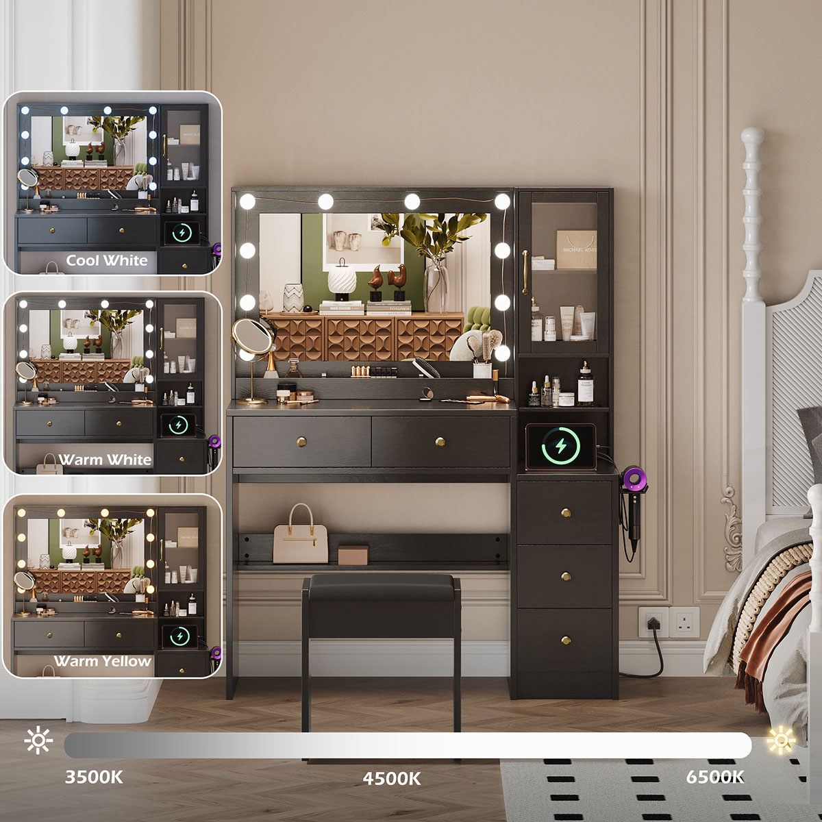Makeup Vanity Desk with Mirror - Home Bathroom Vanity recension och pris
